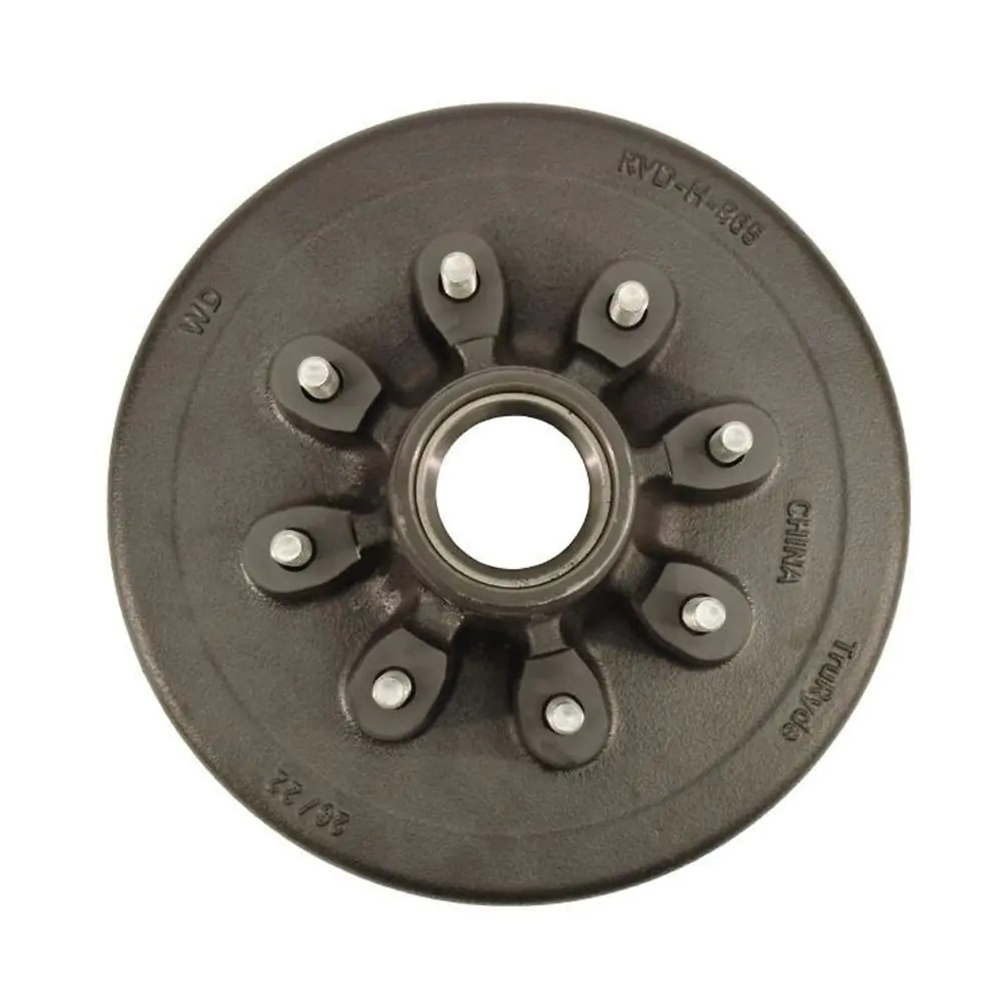 TRP, 12-Inch Hub and Drum, 8 Bolt on 6.5 inch Circle, For 1-3/4 To 1-1/4 inch Tapered Spindles, 3.5K Capacity, 2.5 Inch Depth, 1/2-20 Lugs, Model# HD-1208-02